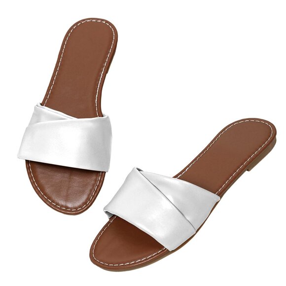 Toybdsunx Sandals for Women 2025 - Breathable Leather Flat Sandals with Cushione - Picture 1 of 2